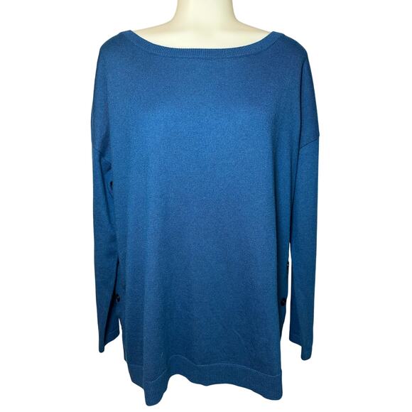 Talbots Size 1Xp Crew Neck Long Sleeve Side Button Pullover Lambswool Sweater - Picture 2 of 8